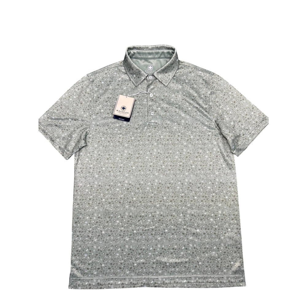 Halifax Traders Mens Golf Polo Shirt Ivy Green Novelty Print Performance Size S